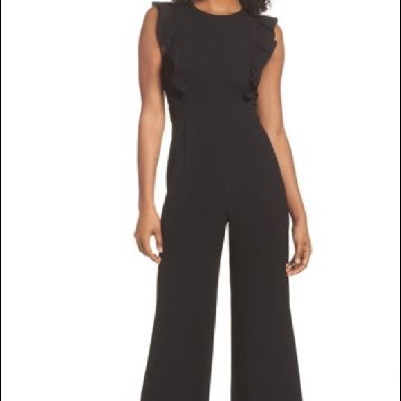 Charles Henry Pants - Charles Henry black ruffle jumpsuit size medium.